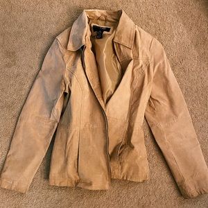 tan zip up blazer